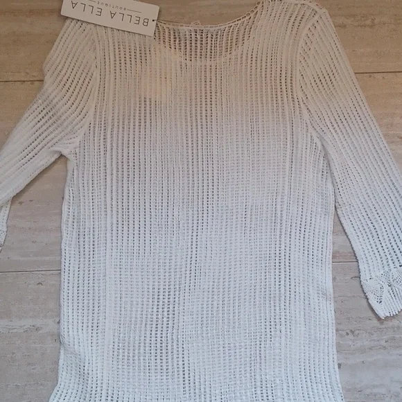 NWT Misia Creamy White Cotton Crochet Knit Unique Cover-Up - Picture 8 of 9